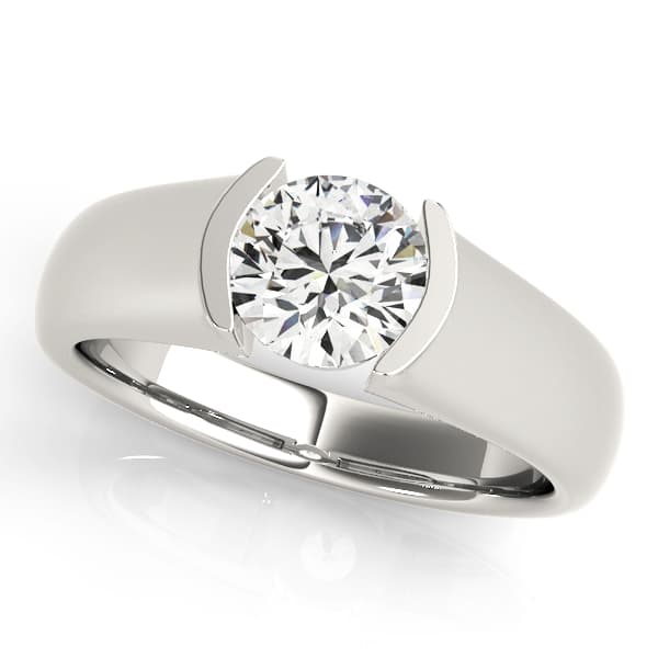 Half Bezel Solitaire Engagement Ring — style 83525 in 10k White Gold