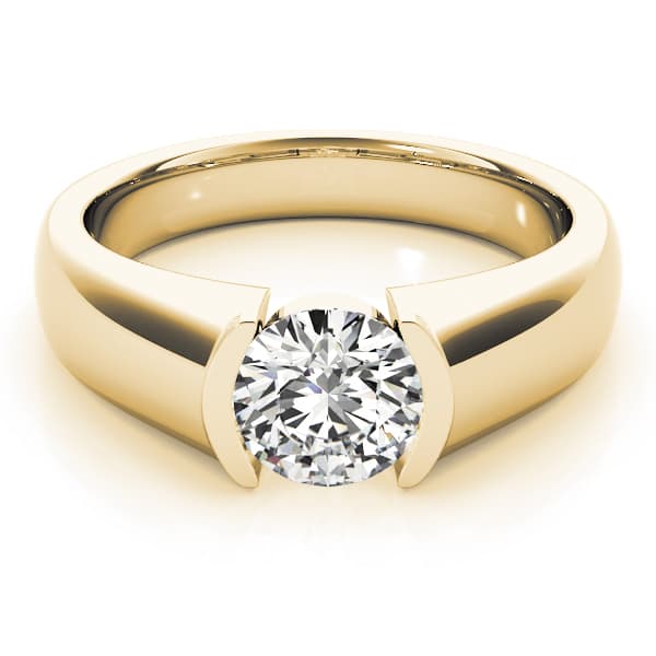 Half Bezel Solitaire Engagement Ring, style 83525, On hand view in yellow gold