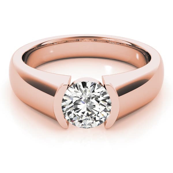 Half Bezel Solitaire Engagement Ring, style 83525, On hand view in rose gold