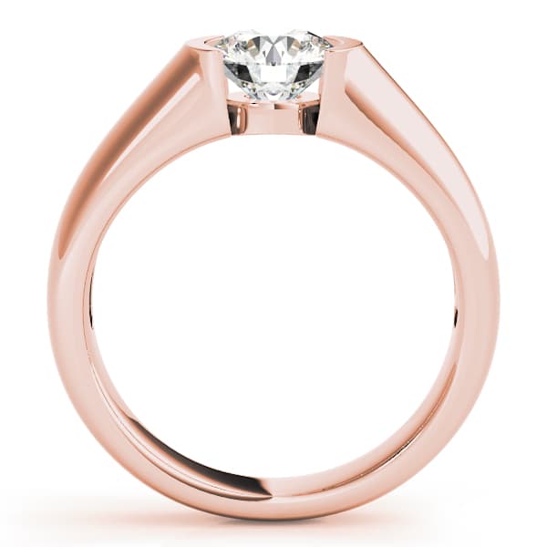 Half Bezel Solitaire Engagement Ring, style 83525, Side view in rose gold