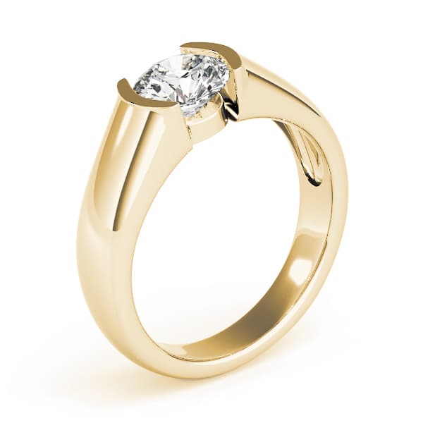 Half Bezel Solitaire Engagement Ring, style 83525, Top view in yellow gold