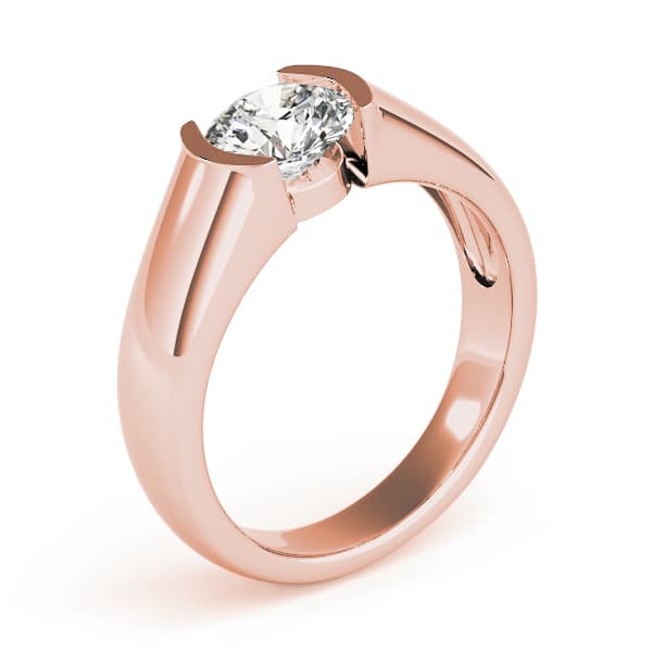 Half Bezel Solitaire Engagement Ring, style 83525, Top view in rose gold