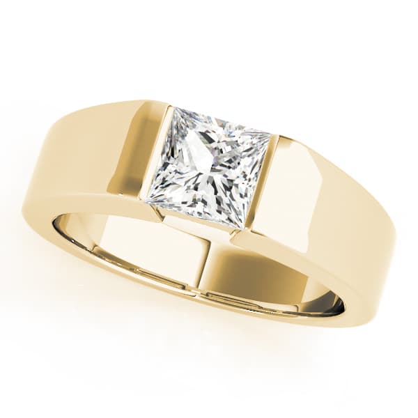 Solitaire Princess Cut Engagement Ring, style 83526, Front view in yellow gold