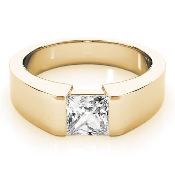 Solitaire Princess Cut Engagement Ring, style 83526, On hand view in yellow gold