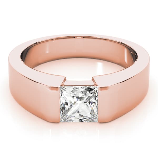Solitaire Princess Cut Engagement Ring, style 83526, On hand view in rose gold