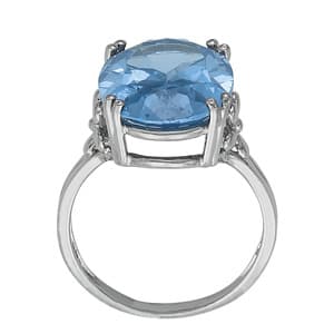 Oval Gemstone Ring, Side view in white gold or platinum