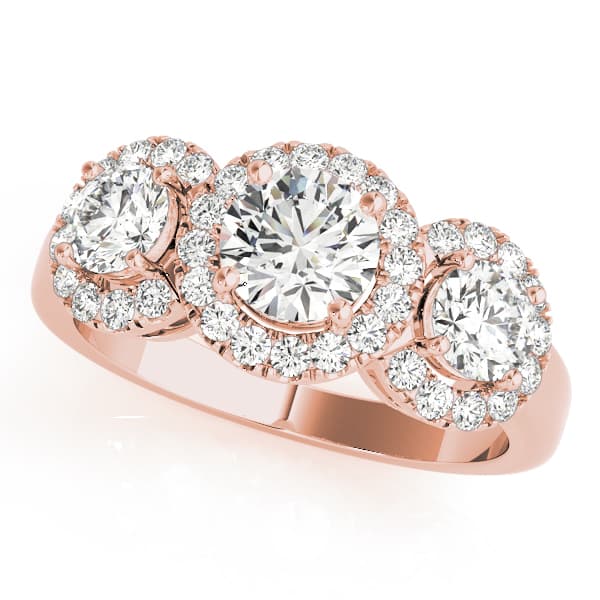 3 Stone Round Engagement Ring, style 83540, Front view in rose gold