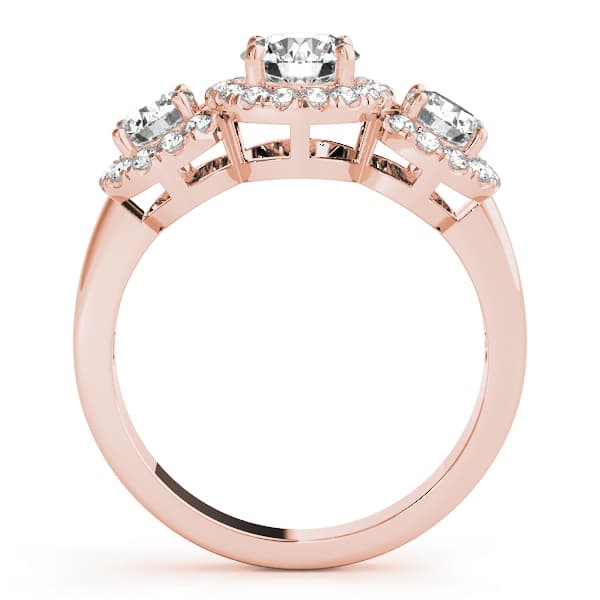 3 Stone Round Engagement Ring, style 83540, Side view in rose gold