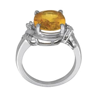 Oval Gemstone Ring (0.06 ct. tw.), Side view in white gold or platinum