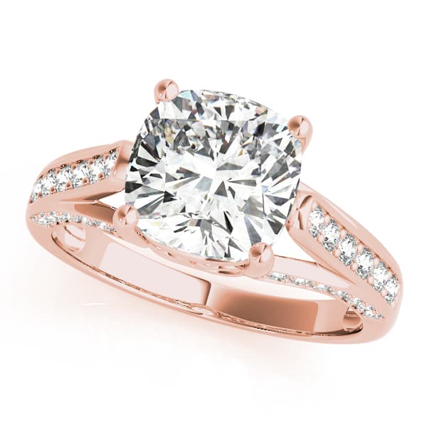 Princess & Cushion Gemstone Ring, style 83548, Front view in rose gold