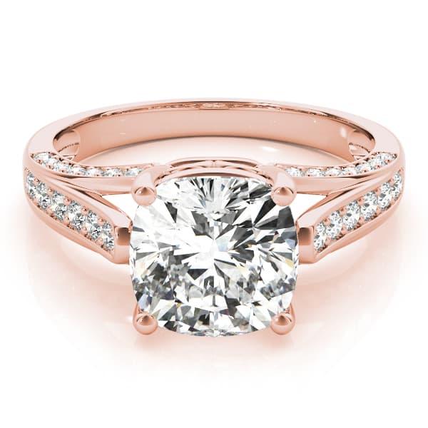 Princess & Cushion Gemstone Ring, style 83548, On hand view in rose gold