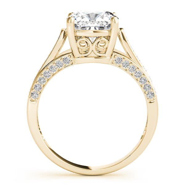 Princess & Cushion Gemstone Ring, style 83548, Side view in yellow gold