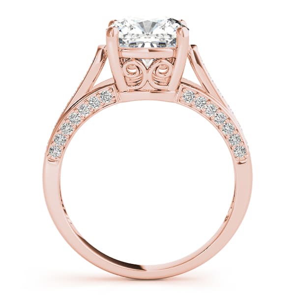Princess & Cushion Gemstone Ring, style 83548, Side view in rose gold