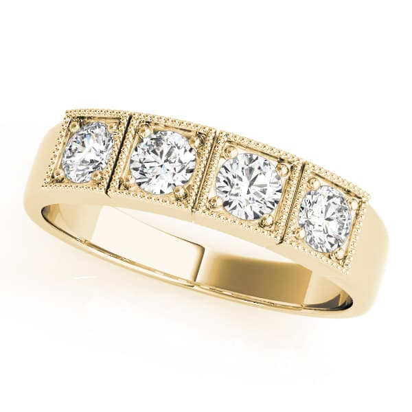 3 Stone Round Engagement Ring, style 83550, Front view in yellow gold