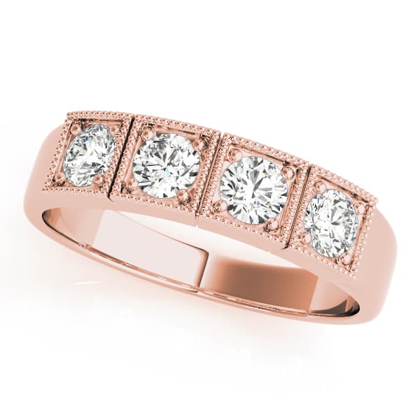 3 Stone Round Engagement Ring, style 83550, Front view in rose gold