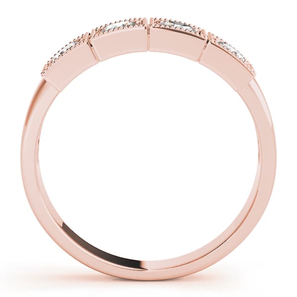 3 Stone Round Engagement Ring, style 83550, Side view in rose gold