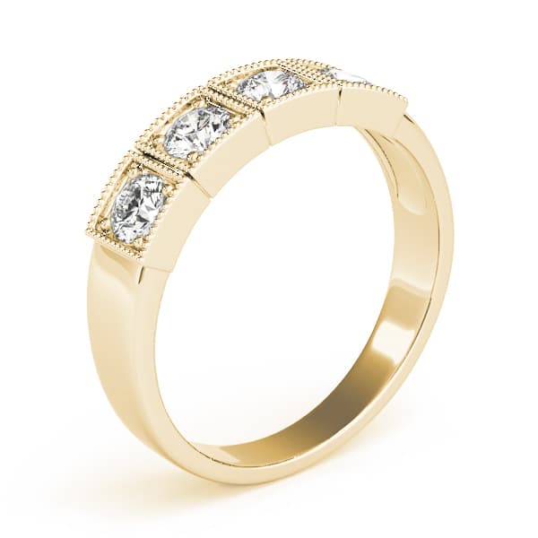 3 Stone Round Engagement Ring, style 83550, Top view in yellow gold