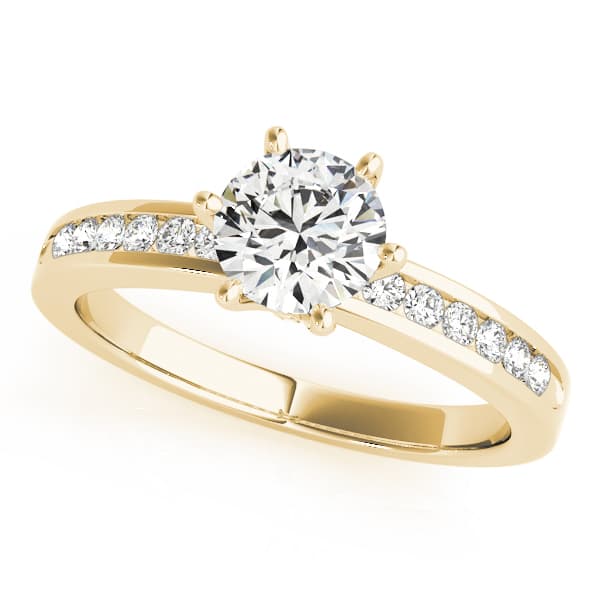 Channel Set Single Row Engagement Ring, style 83552, Front view in yellow gold