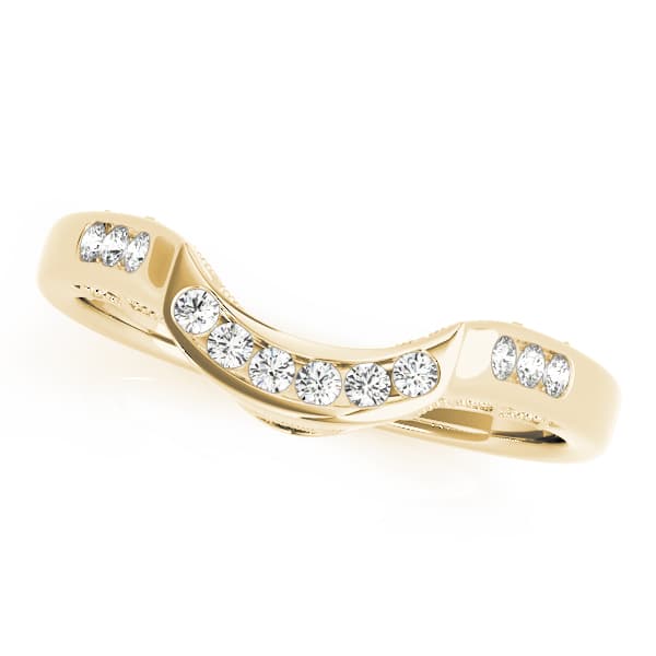 Curved Wedding Band (0.09 ct. tw.), Front view in yellow gold