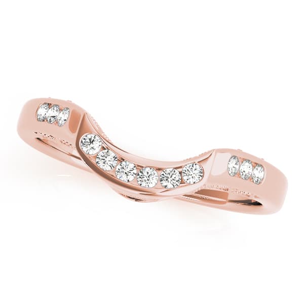 Curved Wedding Band (0.09 ct. tw.), Front view in rose gold