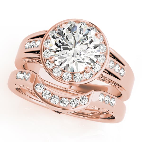Halo Round Engagement Ring, style 83556, On hand view in rose gold