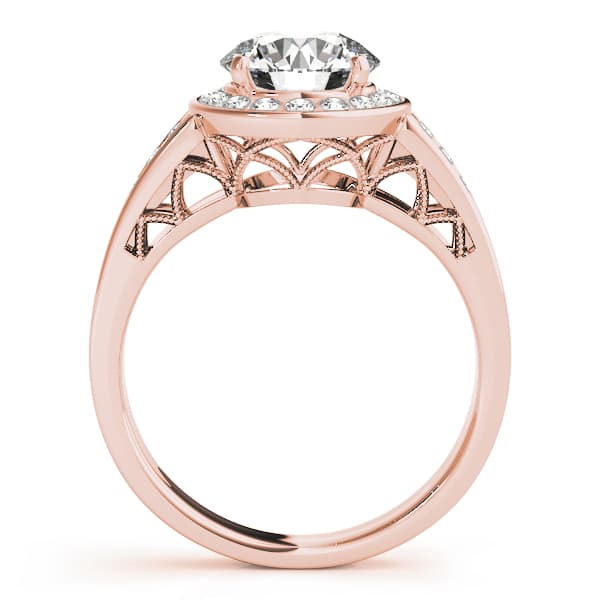 Halo Round Engagement Ring, style 83556, Side view in rose gold