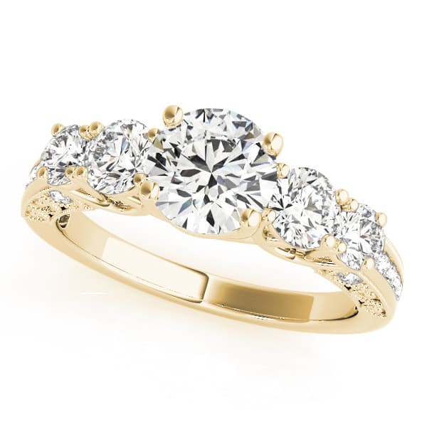 Single Row Prong Set Trellis Engagement Ring, style 83557, Front view in yellow gold