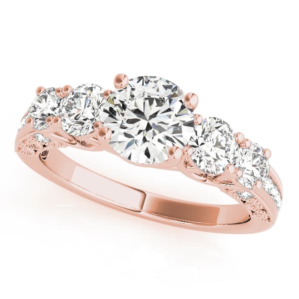 Single Row Prong Set Trellis Engagement Ring, style 83557, Front view in rose gold