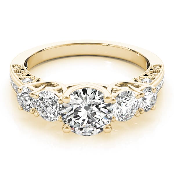 Single Row Prong Set Trellis Engagement Ring, style 83557, On hand view in yellow gold