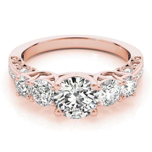 Single Row Prong Set Trellis Engagement Ring, style 83557, On hand view in rose gold