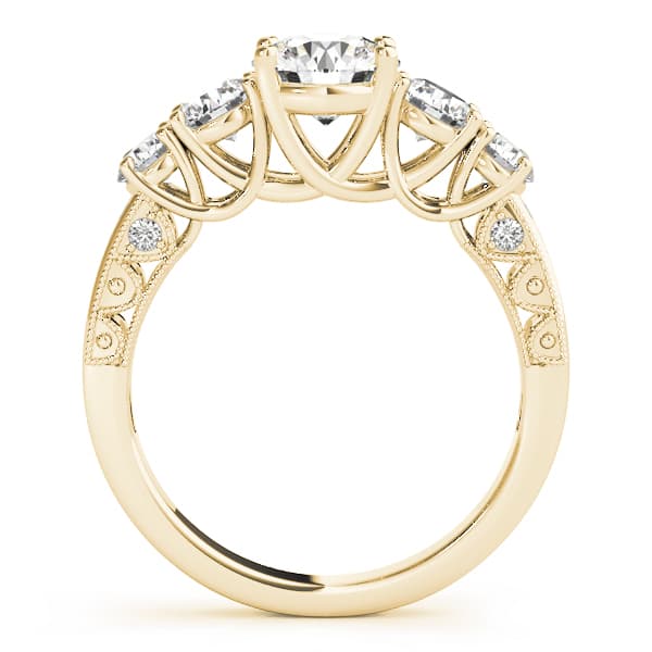 Single Row Prong Set Trellis Engagement Ring, style 83557, Side view in yellow gold