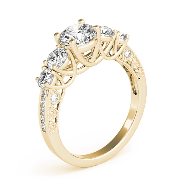 Single Row Prong Set Trellis Engagement Ring, style 83557, Top view in yellow gold