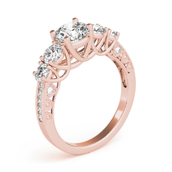 Single Row Prong Set Trellis Engagement Ring, style 83557, Top view in rose gold