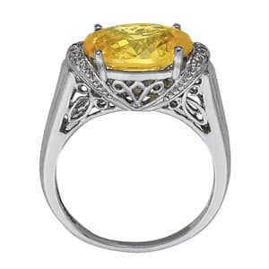 Vintage Inspired Engraved Filigree Color Ring (0.05 ct. tw.), Side view in white gold or platinum