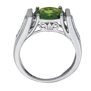 Oval Gemstone Ring (0.04 ct. tw.), Side view in white gold or platinum