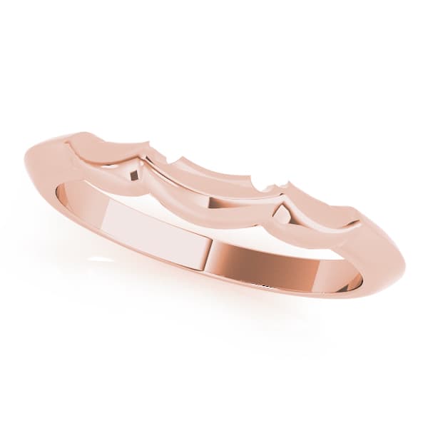Curved Shadow Wedding Band, Front view in rose gold