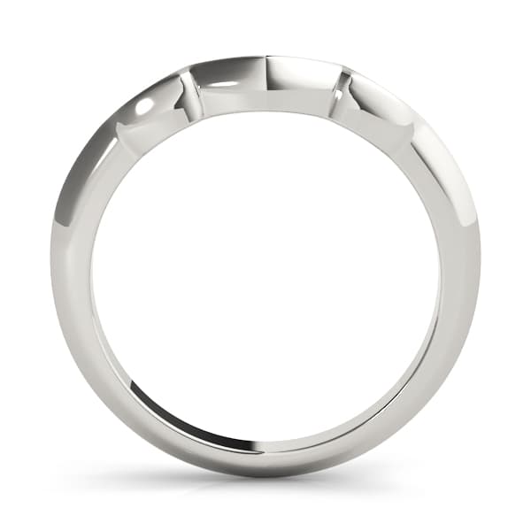Curved Shadow Wedding Band, Side view in white gold or platinum
