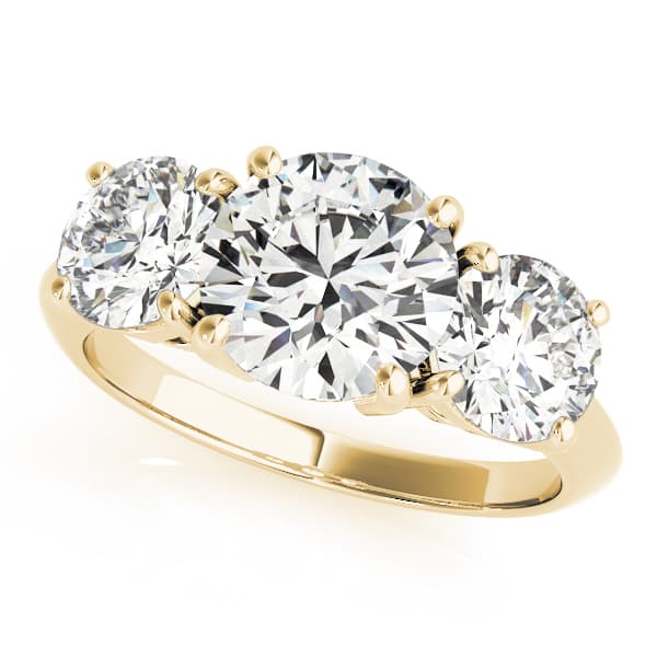 3-Stone Prong Set Engagement Ring, style 83562, Front view in yellow gold