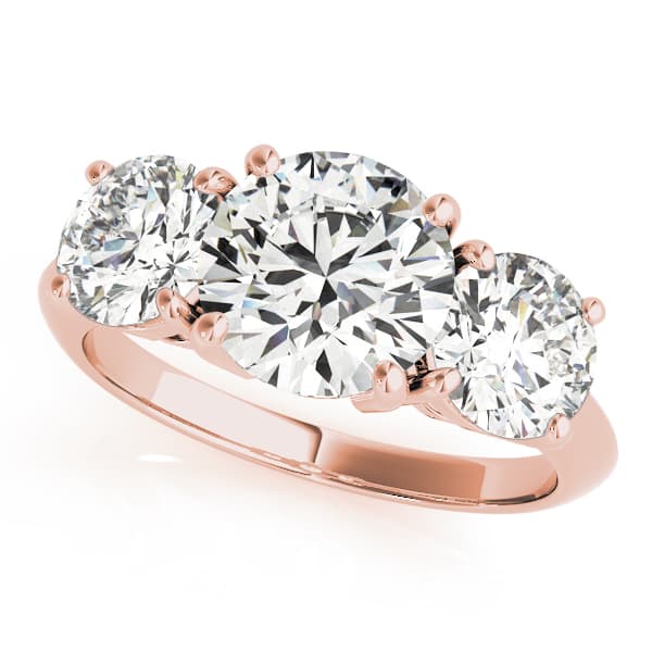 3-Stone Prong Set Engagement Ring, style 83562, Front view in rose gold
