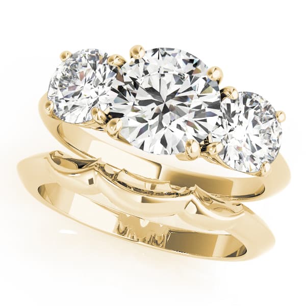 3-Stone Prong Set Engagement Ring, style 83562, On hand view in yellow gold