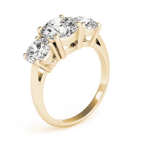 3-Stone Prong Set Engagement Ring, style 83562, Top view in yellow gold