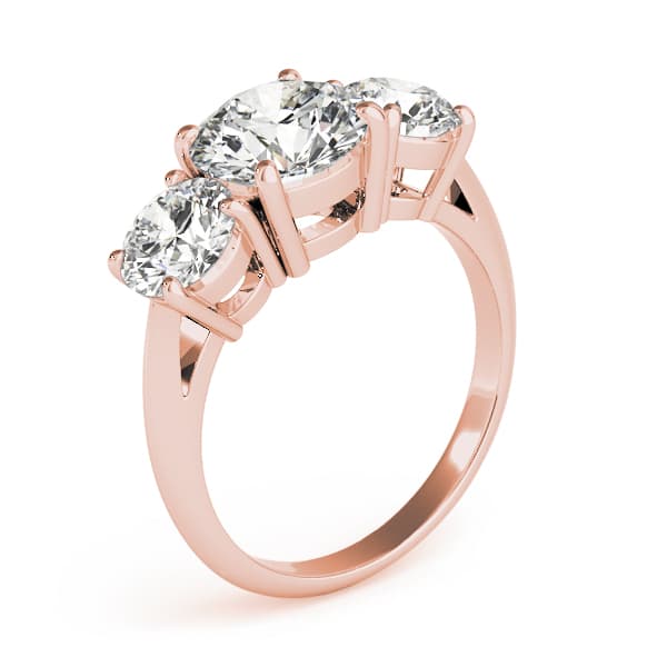 3-Stone Prong Set Engagement Ring, style 83562, Top view in rose gold