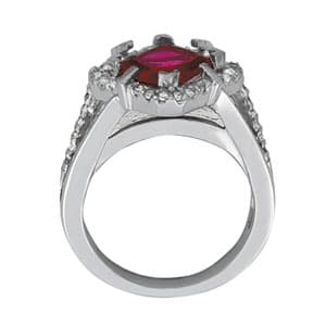 Princess & Cushion Gemstone Ring (3/8 ct. tw.), Side view in white gold or platinum