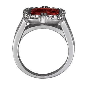 Princess & Cushion Gemstone Ring (1/4 ct. tw.), Side view in white gold or platinum