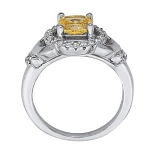 Princess & Cushion Gemstone Ring (1/4 ct. tw.), Side view in white gold or platinum