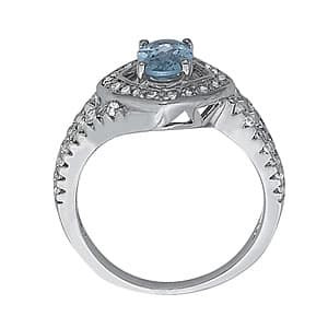 Oval Gemstone Ring (1/2 ct. tw.), Side view in white gold or platinum