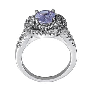 Oval Gemstone Ring (0.58 ct. tw.), Side view in white gold or platinum