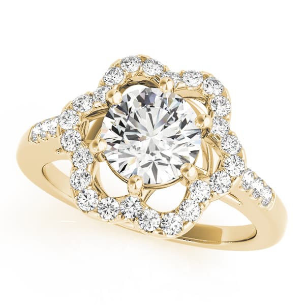 Halo Round Engagement Ring, style 83578, Front view in yellow gold