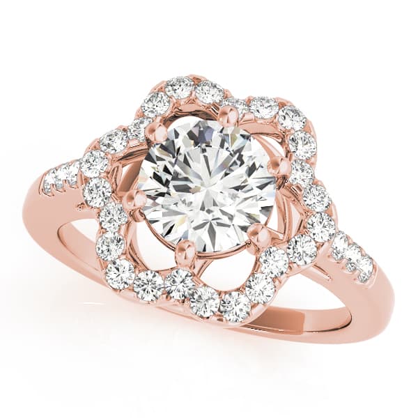 Halo Round Engagement Ring, style 83578, Front view in rose gold