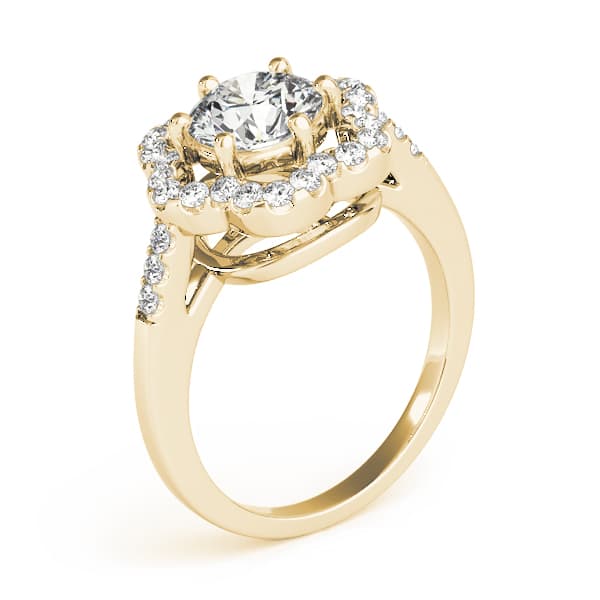 Halo Round Engagement Ring, style 83578, Angle view in yellow gold